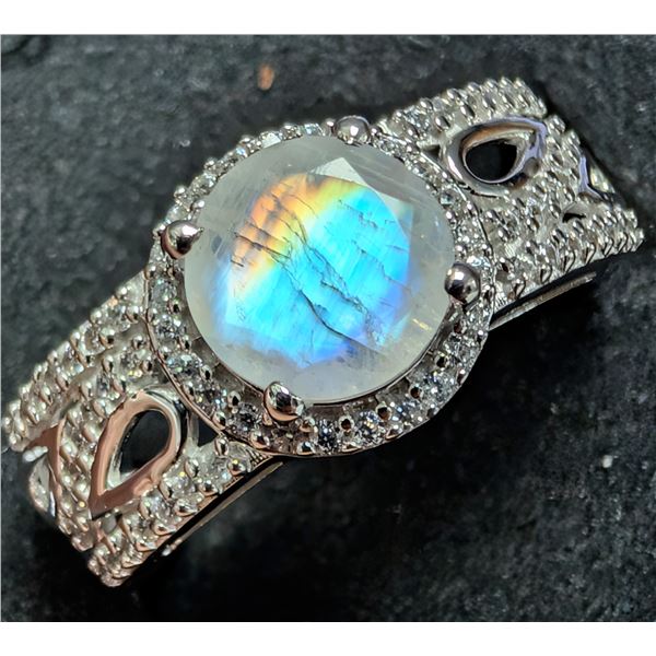 SILVER(4.3G),  MOONSTONE (1.5CT) RING, SUGGESTED RETAIL VALUE $300