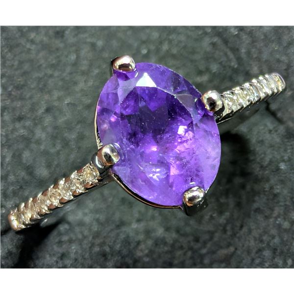 SILVER(2.46G),  AMETHYST (1.5CT) RING, SUGGESTED RETAIL VALUE $200