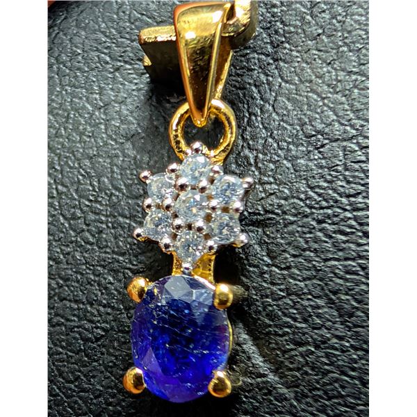 SILVER(0.8G),  SAPPHIRE (0.52CT) PENDANT