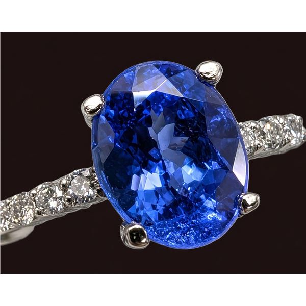 PLATINUM (2.93G), TANZANITE(0.6CT), DIAMOND (0.05CT) RING, SIZE 5.5, APPRAISED INSURANCE VALUE $2380