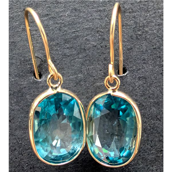 10K(1.38G), BLUE ZIRCON(5.3CT) EARRING, SUGGESTED RETAIL VALUE $1600