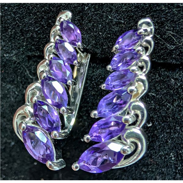 SILVER(4.95G), AMETHYST(APP2.5CT) EARRING, SUGGESTED RETAIL VALUE $400
