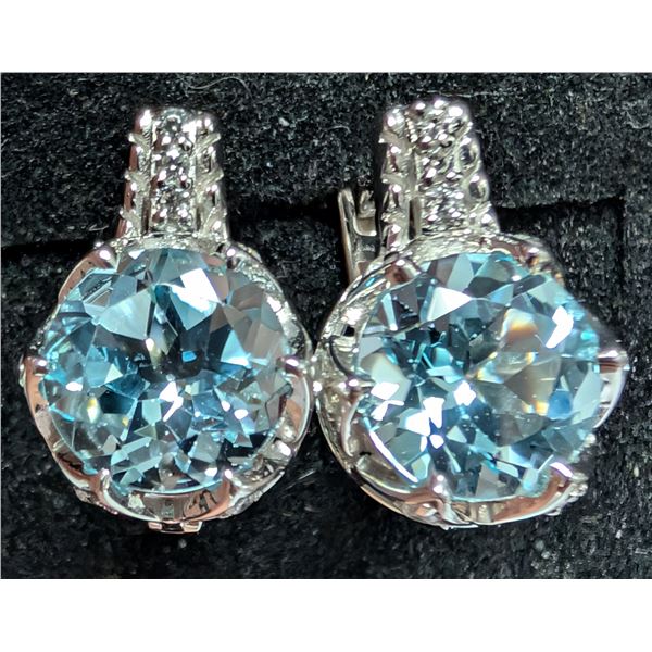 SILVER(4.8G), BLUE TOPAZ(4CT) EARRING, SUGGESTED RETAIL VALUE $400