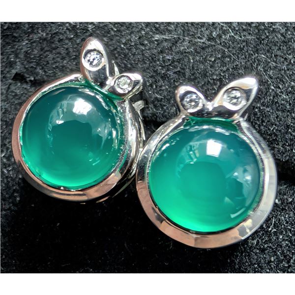 SILVER(4.67G), CHALCEDONY EARRING, SUGGESTED RETAIL VALUE $360