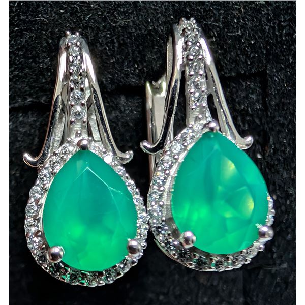 SILVER(4.16G), GREEN ONYX(3CT) EARRING, SUGGESTED RETAIL VALUE $320
