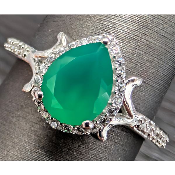 SILVER(3.23G), GREEN ONYX(1.5CT) RING, SUGGESTED RETAIL VALUE $240