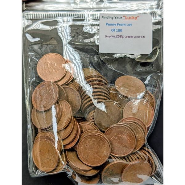 FIND YOUR LUCKY PENNY(LOTS OF 100) APP 258G COIN