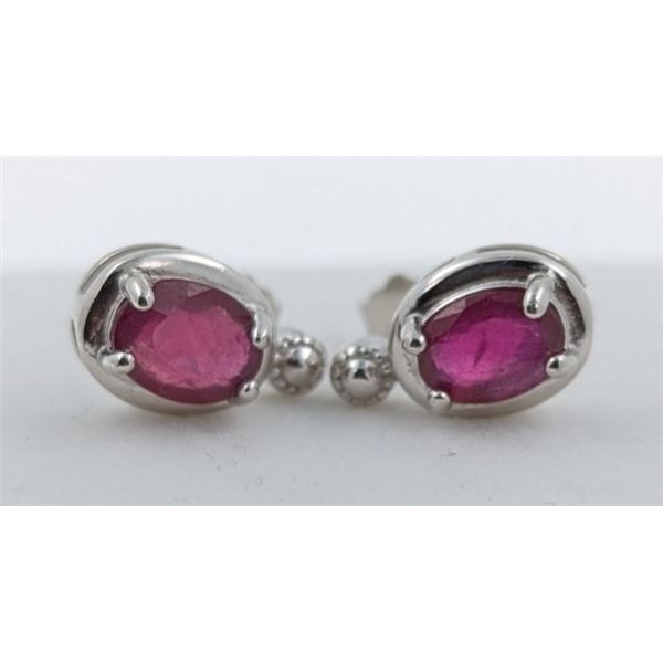 2.5 CT CERTIFIED SILVER RUBY GEMSTONE EARRINGS ($2,127 APPRAISAL): *APPRAISAL NOT GUARANTEED*