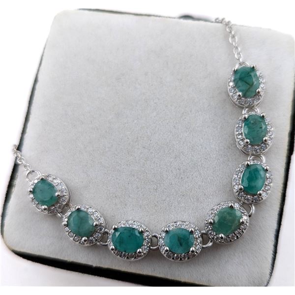 6 CT CERTIFIED SILVER EMERALD GEMSTONE BRACELET ($3,872 APPRAISAL): *APPRAISAL NOT GUARANTEED*