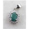 Image 1 : 1.2 CT CERTIFIED SILVER EMERALD GEMSTONE PENDANT ($836 APPRAISAL): *APPRAISAL NOT GUARANTEED*