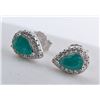 Image 2 : 2.4 CT CERTIFIED SILVER EMERALD GEMSTONE EARRINGS ($1,376 APPRAISAL): *APPRAISAL NOT GUARANTEED*