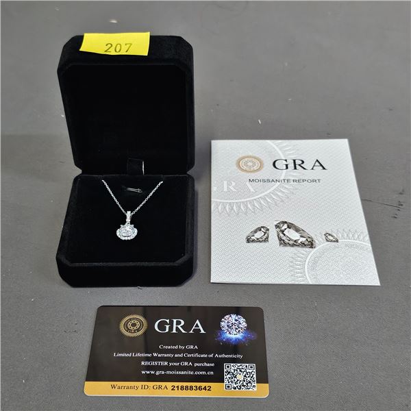 *NEW* .925 SILVER 2CT MOISSANITE LAB DIAMOND WAVE HALO NECKLACE: 16" -18" LONG