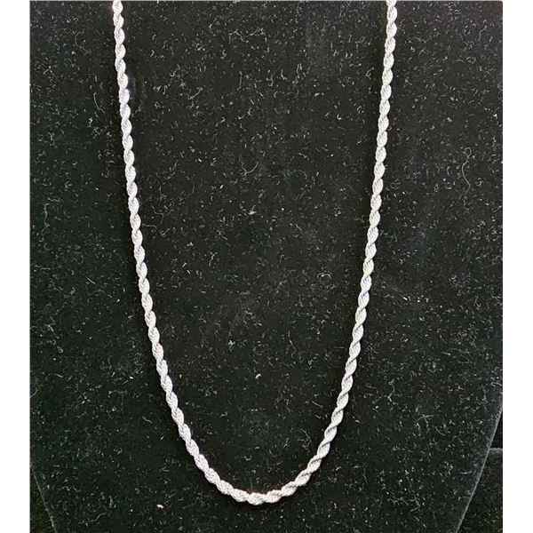 *NEW* .925 SILVER 3MM TWISTED ROPE NECKLACE: 22.5" LONG