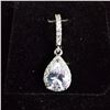 Image 2 : *NEW* .925 SILVER PEAR CUT SIMULATED DIAMOND (CZ) DANGLE HALO EARRINGS; 2 CT EACH EARRING