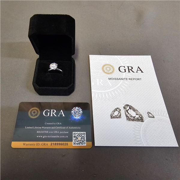 *NEW* .925 SILVER 3CT MOISSANITE LAB DIAMOND SOLITAIRE RING: RESIZEABLE