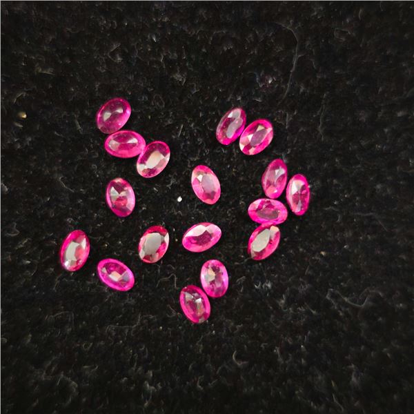 5.13 CTW OVAL CUT HEATED NATURAL BLOOD RED MADAGASCAR RUBY GEMSTONES: 17 PCS, 4.5MM X 3MM