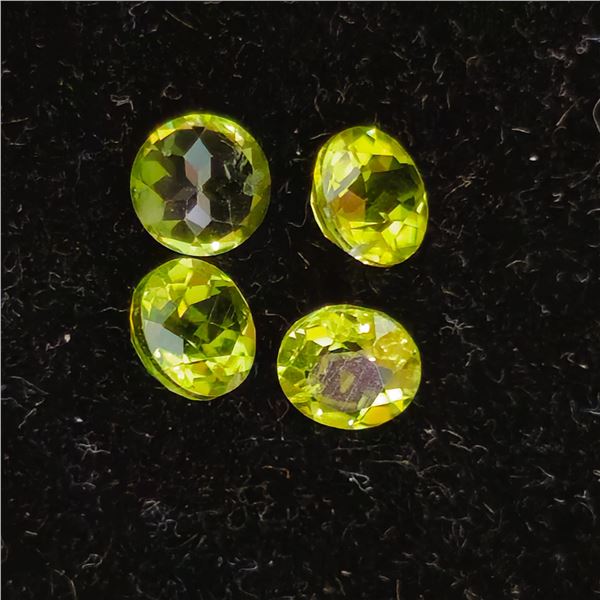 4CTW ROUND CUT NATURAL UNHEATED APPLE GREEN PERIDOT GEMSTONES: 4PCS, 6MM