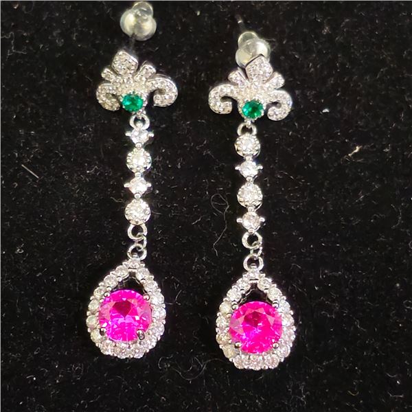 PINK MOISSANITE LAB EARRINGS