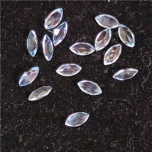4.85CTW MARQUISE CUT NATURAL TOP SKY BLUE AFRICAN TOPAZ GEMSTONES: 15 PCS, 6.5MM X 3MM