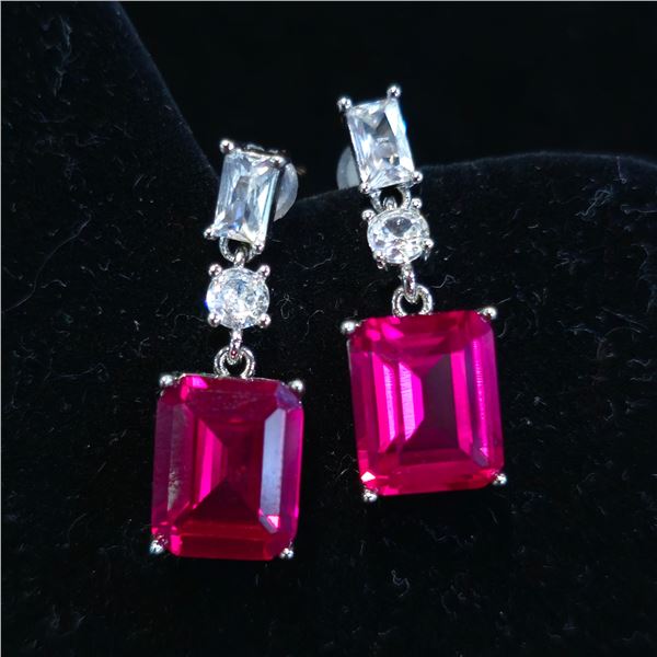 8 CTW RED MOISSANTIE LAB EARRINGS