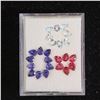 Image 1 : 6.76 CTW PEAR CUT NATURAL IOLITE, AQUAMARINE & RHODOLITE GARNET GEMSTONES: 24 PCS, 5MM X 4MM