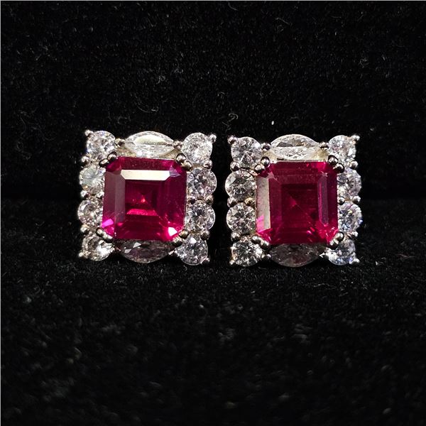 RED MOISSANITE LAB EARRINGS