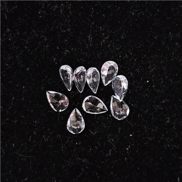 4.17CTW PEAR CUT NATURAL UNHEATED BLUE AQUAMARINE GEMSTONES: 9PCS, 7MM X 4.7MM