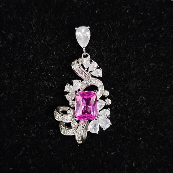 PINK MOISSANITE LAB PENDANT