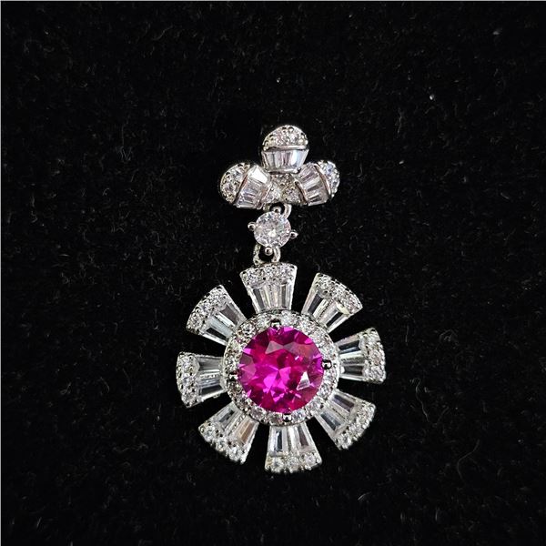 PINK MOISSANITE LAB PENDANT