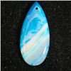 Image 1 : BLUE & WHITE STRIPED AGATE TEARDROP PENDANT BEAD: 48MM X 22MM X 6MM