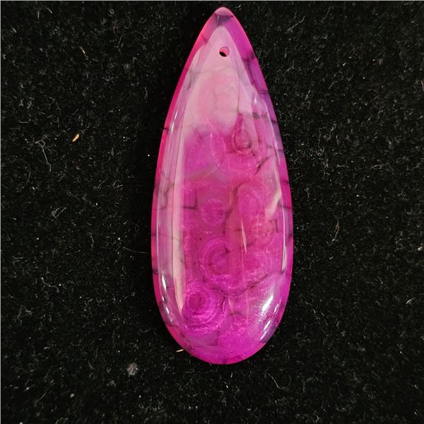 PEACHBLOW DRAGON VEIN AGATE TEARDROP PENDANT BEAD: 50MM X 20MM X 6MM