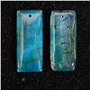 Image 1 : (2) BLUE & BLACK OBLONG DRAGON VEIN AGATE PENDANT BEADS: 35MM X 15MM X 6MM