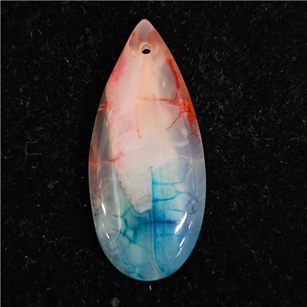 TEARDROP DRAGON VEIN AGATE PENDANT BEAD: 48MM X 22MM X 7MM