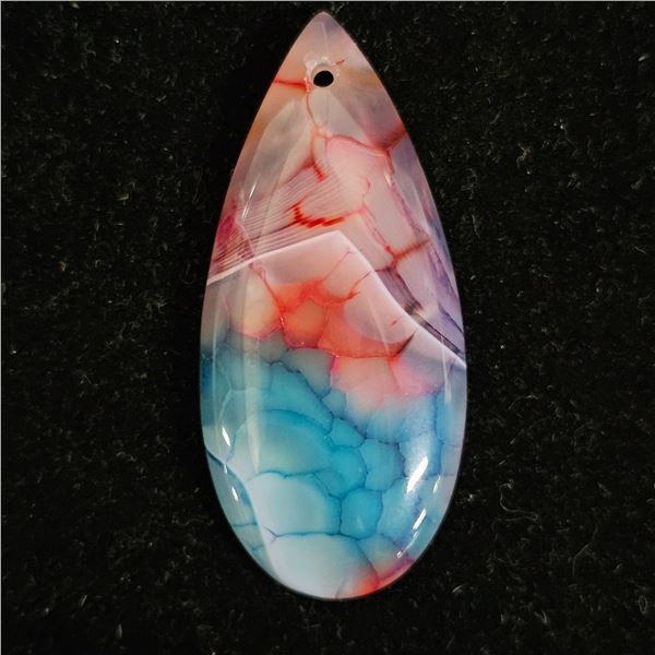 TEARDROP DRAGON VEIN AGATE PENDANT BEAD: 48MM X 22MM X 7MM