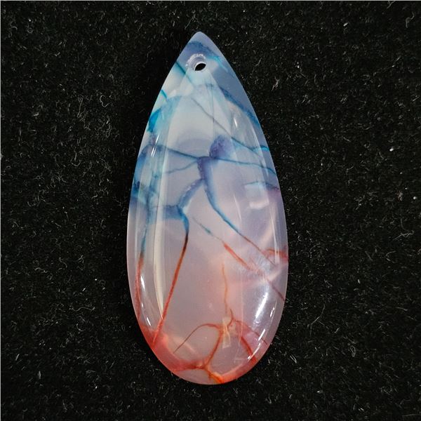TEARDROP DRAGON VEIN AGATE PENDANT BEAD: 48MM X 22MM X 7MM