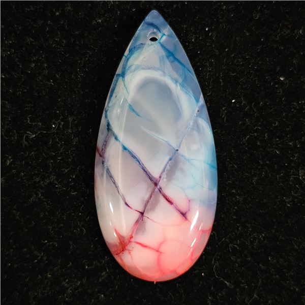 TEARDROP DRAGON VEIN AGATE PENDANT BEAD: 48MM X 22MM X 7MM