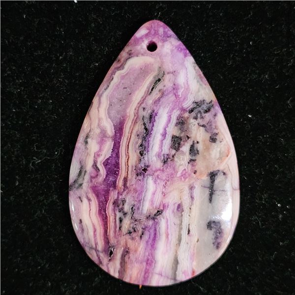 PURPLE CRAZY LACE AGATE TEARDROP PENDANT BEAD: 55MM X 35MM X 5MM