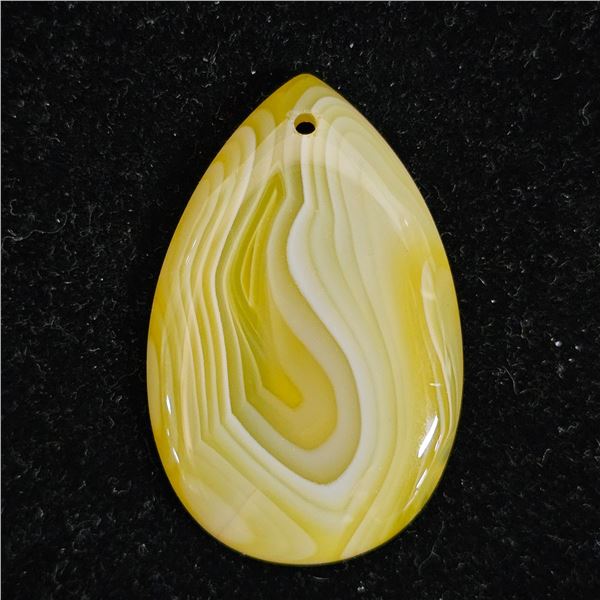 YELLOW/GREEN DRUZY GEODE TEARDROP PENDANT BEAD: 47MM X 30MM X 5MM