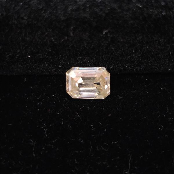 1.01CT VVS1 WHITE EMERALD CUT MOISSANITE GEMSTONE: 7MM X 5MM