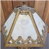 Image 2 : HEAVY 1920S SLAG GLASS 6-PANEL LAMP *WORKING/PUSH-THROUGH SWITCH IS CHIPPED ON ONE SIDE*
