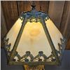 Image 4 : HEAVY 1920S SLAG GLASS 6-PANEL LAMP *WORKING/PUSH-THROUGH SWITCH IS CHIPPED ON ONE SIDE*