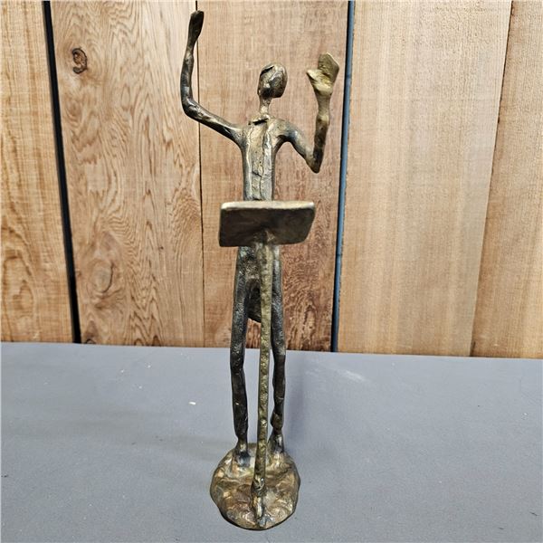 BRUTALIST STYLE CAST BRONZE CONDUCTOR STATUE: APPROX. 11.5" TALL