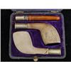 Image 3 : ANTIQUE COMPANION MEERSCHAUM PIPE SET W/2 BOWLS & 1 AMBER COLOURED STEM *1 BOWL IS BROKEN NEAR THE