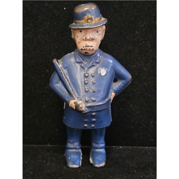 VINTAGE 6" TALL CAST IRON "MULLIGAN THE COP" PAINTED PIGGY BANK