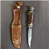 Image 4 : REHWAPPEN STAG HANDLE KNIFE, BROWNING STEEL SHARPENER & (2) FOLDING KNIVES