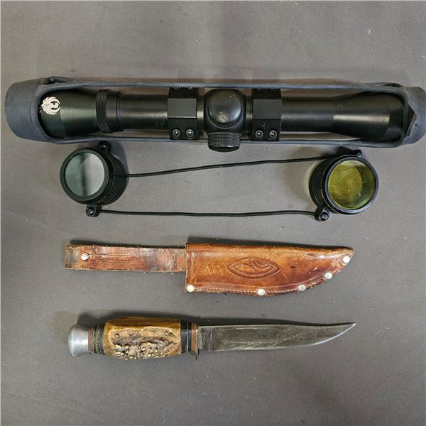 RUGER 4X32 RIFLE SCOPE & GERMAN STAG HANDLE KNIFE