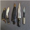 Image 1 : KUKRI KNIFE WITH LEATHER SHEATH, KRIS KNIFE WITH LEATHER SHEATH & THROWING KNIFE W/NO SHEATH