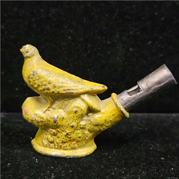ANTIQUE CAST METAL FIGURAL BIRD WHISTLE
