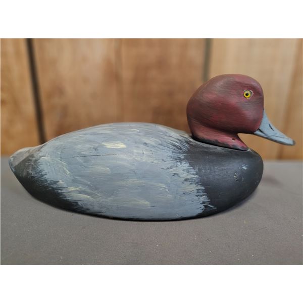 CARVED WOOD REDHEAD DUCK DECOY