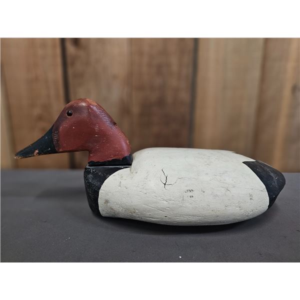 CARVED WOOD CANVASBACK DUCK DECOY